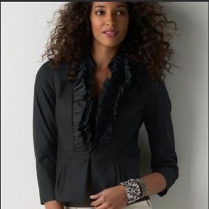 LOFT black ruffle blazer size 4P